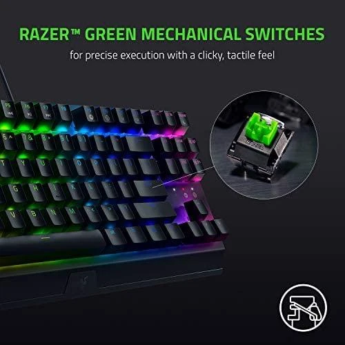 Kompaktiška Žaidimų klaviatūra Razer BlackWidow V3 Tenkeyless, Green Switch, Nordic išdėstymas
