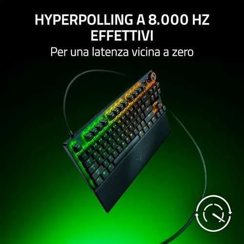 Razer Huntsman V3 Pro Tenkeyless 8KHz | Klaviatūra žaidimams | su laidu | US | Razer Analog Optical Switch Gen-2 | Juodas