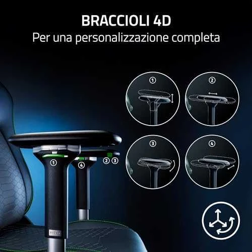 Razer žaidimų kėdė su juosmens atrama Iskur V2 EPU Leather, Aliuminio | Juodas
