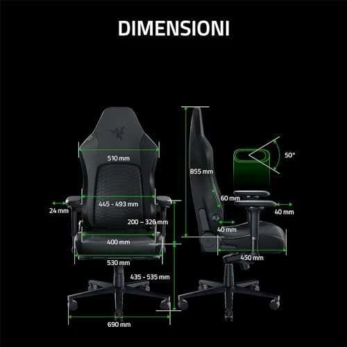 Razer žaidimų kėdė su juosmens atrama Iskur V2 EPU Leather, Aliuminio | Juodas