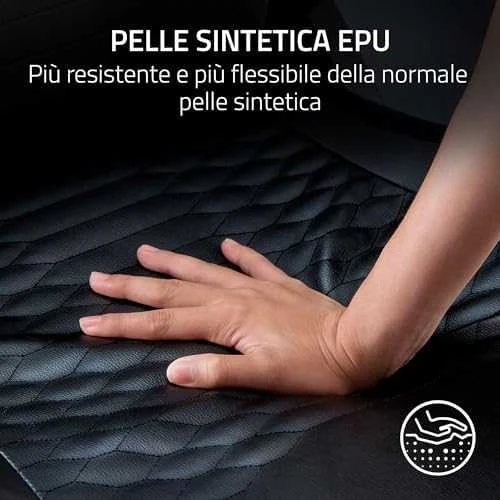 Razer žaidimų kėdė su juosmens atrama Iskur V2 EPU Leather, Aliuminio | Juodas