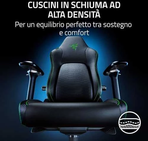 Razer žaidimų kėdė su juosmens atrama Iskur V2 EPU Leather, Aliuminio | Juodas