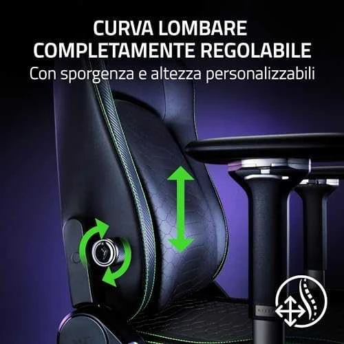 Razer žaidimų kėdė su juosmens atrama Iskur V2 EPU Leather, Aliuminio | Juodas