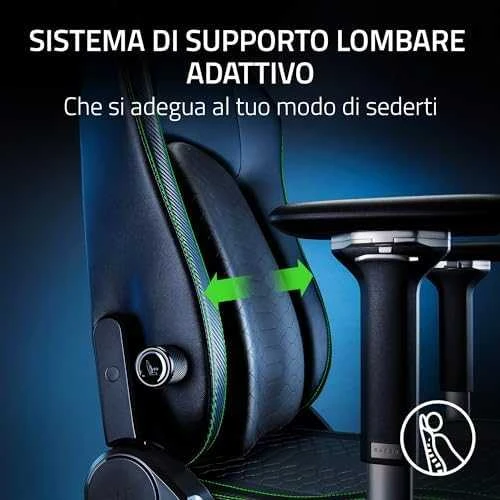 Razer žaidimų kėdė su juosmens atrama Iskur V2 EPU Leather, Aliuminio | Juodas