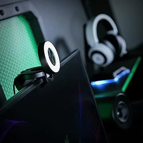 Internetinė kamera Razer Kiyo - Streaming Camera with Ring Lighting (USB Webcam, HD Video 720p, 60 FPS, Compatible with Open Broadcaster Software, Xsplit, Autofocus, Camera Clip, Tripod Connection) Juodas