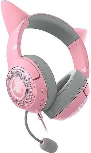 Razer Kraken Kitty V2 žaidimų ausinės, su laidu, mikrofonu, Rožinės spalvos