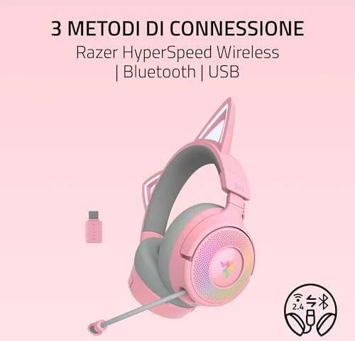 Razer | Ausinės | Kraken Kitty V3 Pro | Bluetooth | Over-Ear | Quartz
