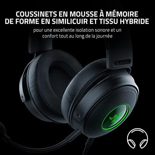 Žaidimų Ausinės Razer Kraken V3, USB jungtis, Chroma RGB, Juodos