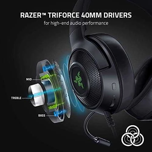 Razer Kraken V3 X žaidimų ausinės su laidu, USB Type-A Juodos