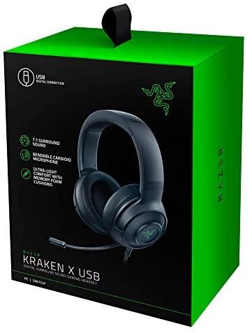 Žaidimų Ausinės Razer Kraken X USB, su žaliu pašvietimu, su mikrofonu |  Varle.lt