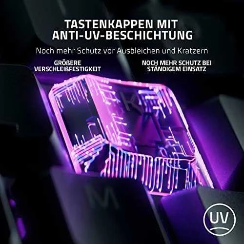 Klaviatūra „Razer Ornata V3“, mechamembraniniai jungikliai, 10 „Razer Chroma RGB“ apšvietimo zonų, 1000 Hz „Ultrapolling“, apšviesti klavišai, minkštas riešo atramos paviršius – vokiškas išdėstymas