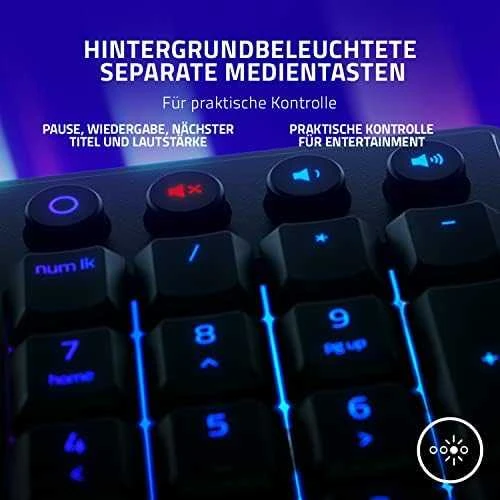 Klaviatūra „Razer Ornata V3“, mechamembraniniai jungikliai, 10 „Razer Chroma RGB“ apšvietimo zonų, 1000 Hz „Ultrapolling“, apšviesti klavišai, minkštas riešo atramos paviršius – vokiškas išdėstymas
