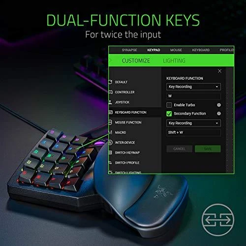 Žaidimų klaviatūra Razer Tartarus Pro, Juoda