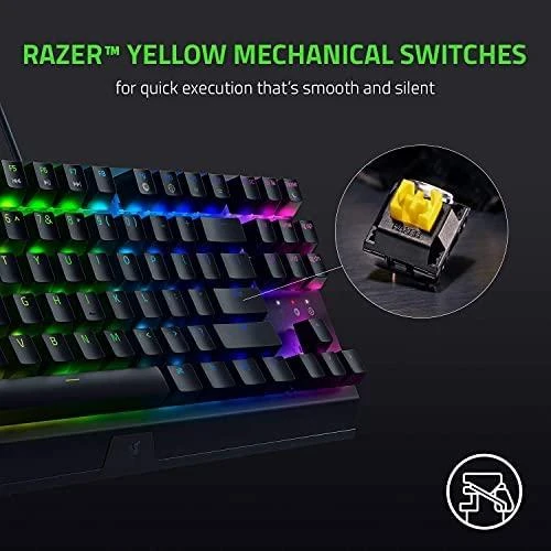 Kompaktiška Žaidimų klaviatūra Razer BlackWidow V3 Tenkeyless, Yellow Switch, US išdėstymas