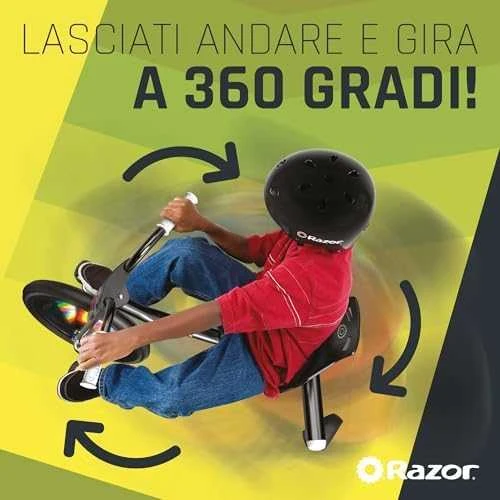 Triratis dviratis Razor RipRider 360 Lightshow, juodos spalvos