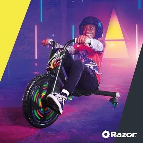 Triratis dviratis Razor RipRider 360 Lightshow, juodos spalvos