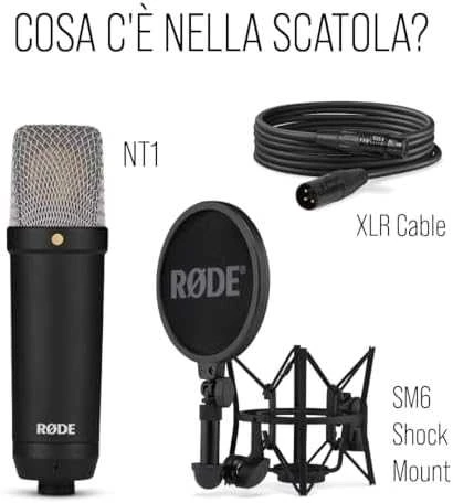 Kondensatorinio mikrofono komplektas Rode NT1 Signature, juodas