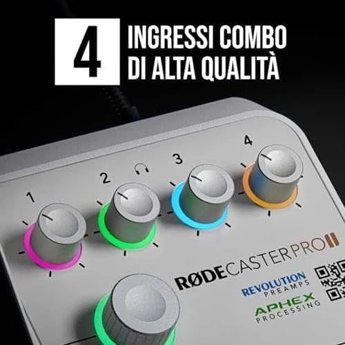 Raudonas RODECaster Pro II Baltas - podcast'ų gamybos studija, baltas