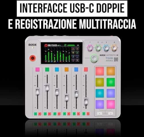 Raudonas RODECaster Pro II Baltas - podcast'ų gamybos studija, baltas