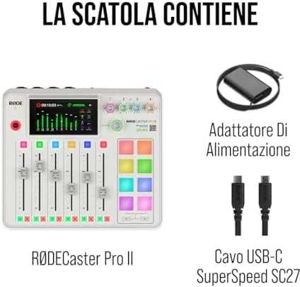 Raudonas RODECaster Pro II Baltas - podcast'ų gamybos studija, baltas