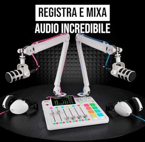 Raudonas RODECaster Pro II Baltas - podcast'ų gamybos studija, baltas