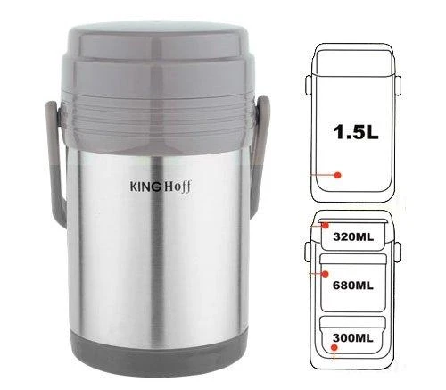 King Hoff TERMOSAS KINGHOFF 1,5L + 3 DĖŽUTĖS KH-4075