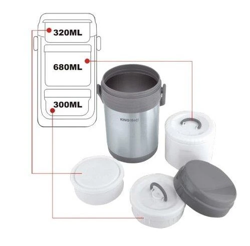 King Hoff TERMOSAS KINGHOFF 1,5L + 3 DĖŽUTĖS KH-4075
