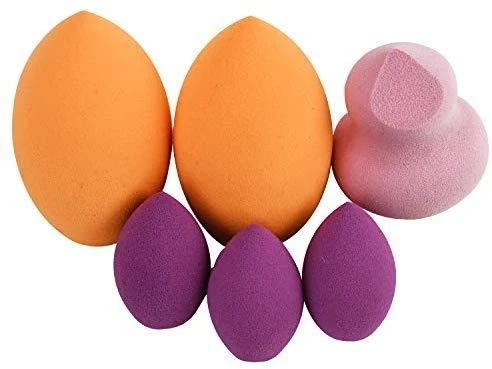 Real Techniques Sponges Set makiažo kempinėlių rinkinys (kempinėlė pagrindo tepimui x2 + mini kempinėlė x3 + kempinėlė kontūravimui)