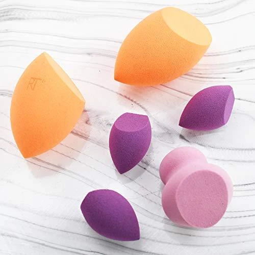 Real Techniques Sponges Set makiažo kempinėlių rinkinys (kempinėlė pagrindo tepimui x2 + mini kempinėlė x3 + kempinėlė kontūravimui)