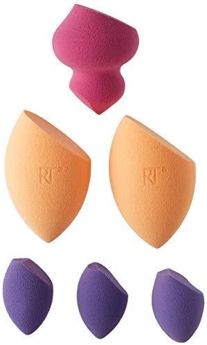 Real Techniques Sponges Set makiažo kempinėlių rinkinys (kempinėlė pagrindo tepimui x2 + mini kempinėlė x3 + kempinėlė kontūravimui)