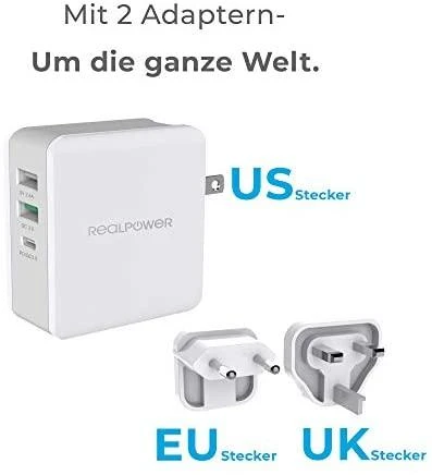 Carruzzo RealPower DeskCharge-65 Travel Universalus Pilka AC Vidaus