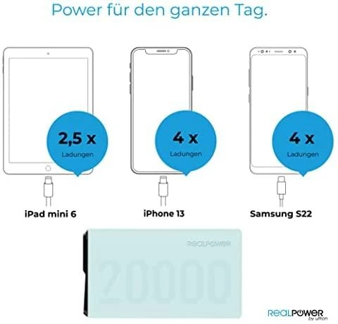 Carruzzo RealPower PB-20000PD+ Nutopia 20000 mAh Mėlyna