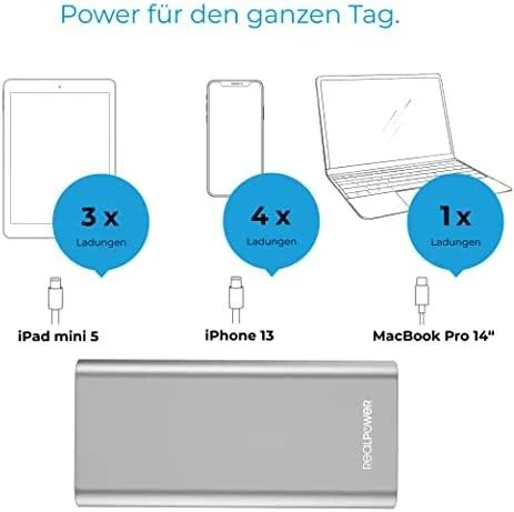 Carruzzo RealPower PB-20000PD Pro 20000 mAh Aliuminis
