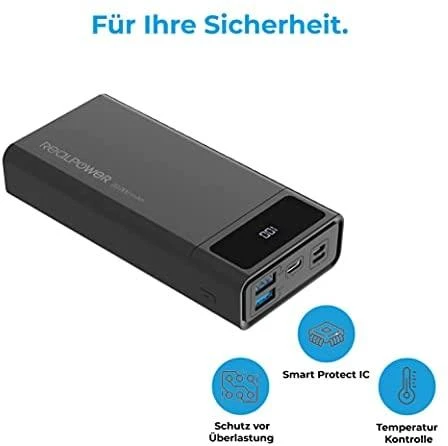 Carruzzo RealPower PB-20k PD 20000 mAh Juoda
