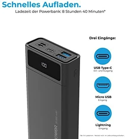 Carruzzo RealPower PB-20k PD 20000 mAh Juoda
