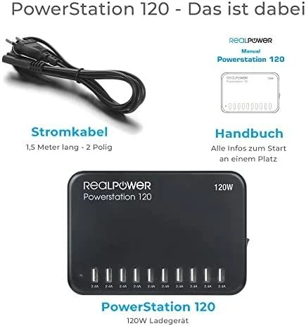 Carruzzo RealPower Power Station 120 Išmanusis telefonas, Planšetinis kompiuteris Juoda AC Vidaus