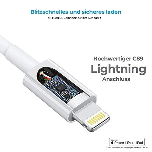 Kabelis USB Realpower USB-A - Lightning 1 m Baltas (255649)
