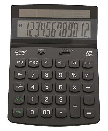 Stalinis skaičiuotuvas Rebell ECO450 su 12 skaitmenų ekranu