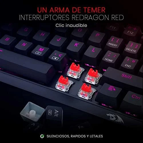 Kompaktiška Mechaninė klaviatūra žaidimams Redragon K630RGB, Red Switch, US išdėstymas