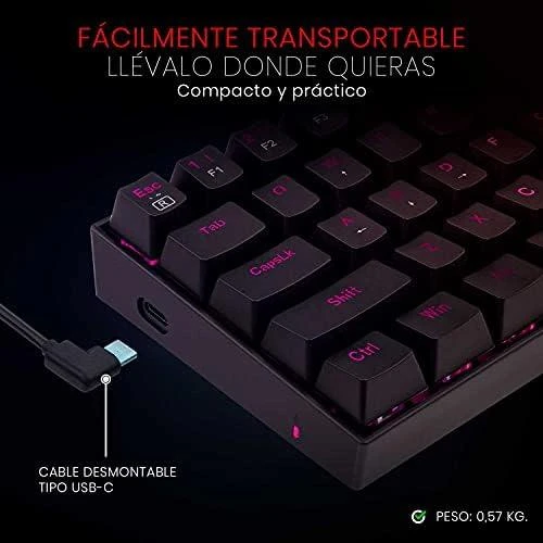 Kompaktiška Mechaninė klaviatūra žaidimams Redragon K630RGB, Red Switch, US išdėstymas