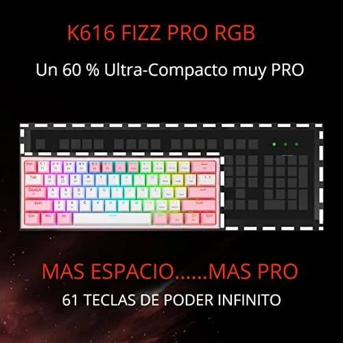 Klaviatūra žaidimams Redragon Fizz Pro K616 Redragon Mechaninė Raudona Switches belaidė mechaninė su pašvietimu balta