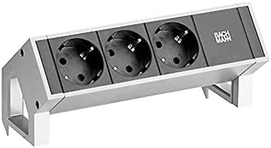 Bachmann Desk2 šakutės lizdas 3 x Type F Juoda, Nerūdijančiojo plieno