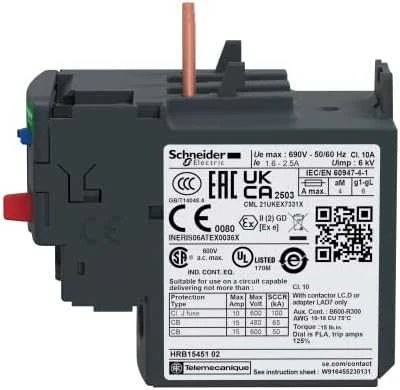 Schneider Electric Šiluminės perkrovos relė 1,6-2,5A LRD07