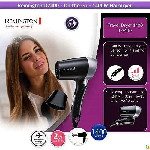 Plaukų džiovintuvas Remington D2400 Juoda, Sidabras 1400 W