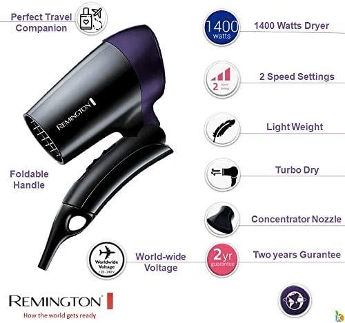 Plaukų džiovintuvas Remington D2400 Juoda, Sidabras 1400 W