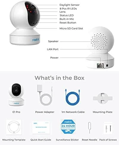 Reolink IP kamera E1 PRO 4 MP, fiksuota, H.264, Micro SD