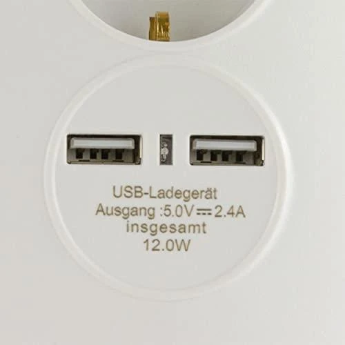 REV PowerQuad 3 kartus 2x USB baltas kelių lizdų lizdas