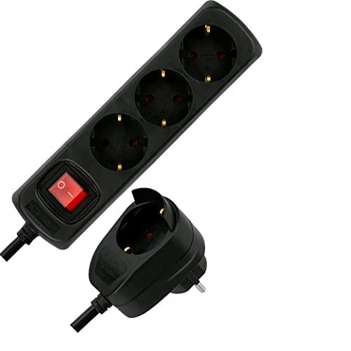 REV Multiple Socket Outlet 3+1-fold 2m + jungiklis juodas