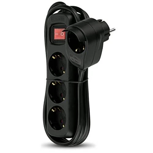 REV Multiple Socket Outlet 3+1-fold 2m + jungiklis juodas