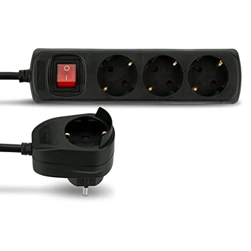 REV Multiple Socket Outlet 3+1-fold 2m + jungiklis juodas